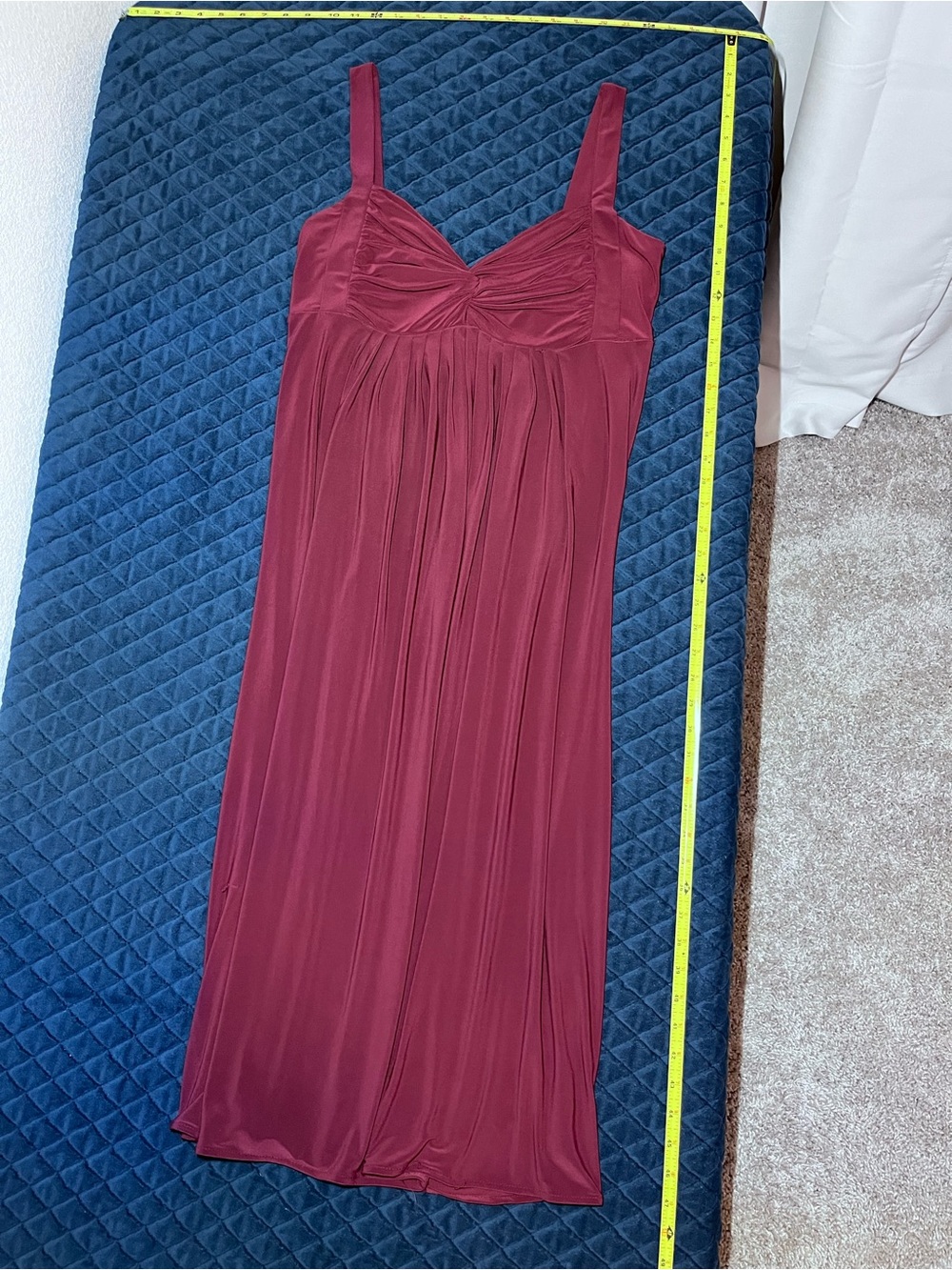 Metro 7 Wine Red Pleated Maxi Dress